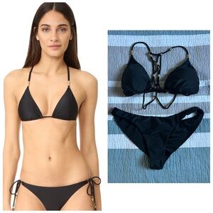 ViX Lucy Brazilian Bikini L Black Set Gold